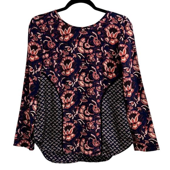 Veronica Beard Blouse Top Womens 2 Floral Silk Long Sleeve SOFT Preppy Designer - Picture 2 of 9